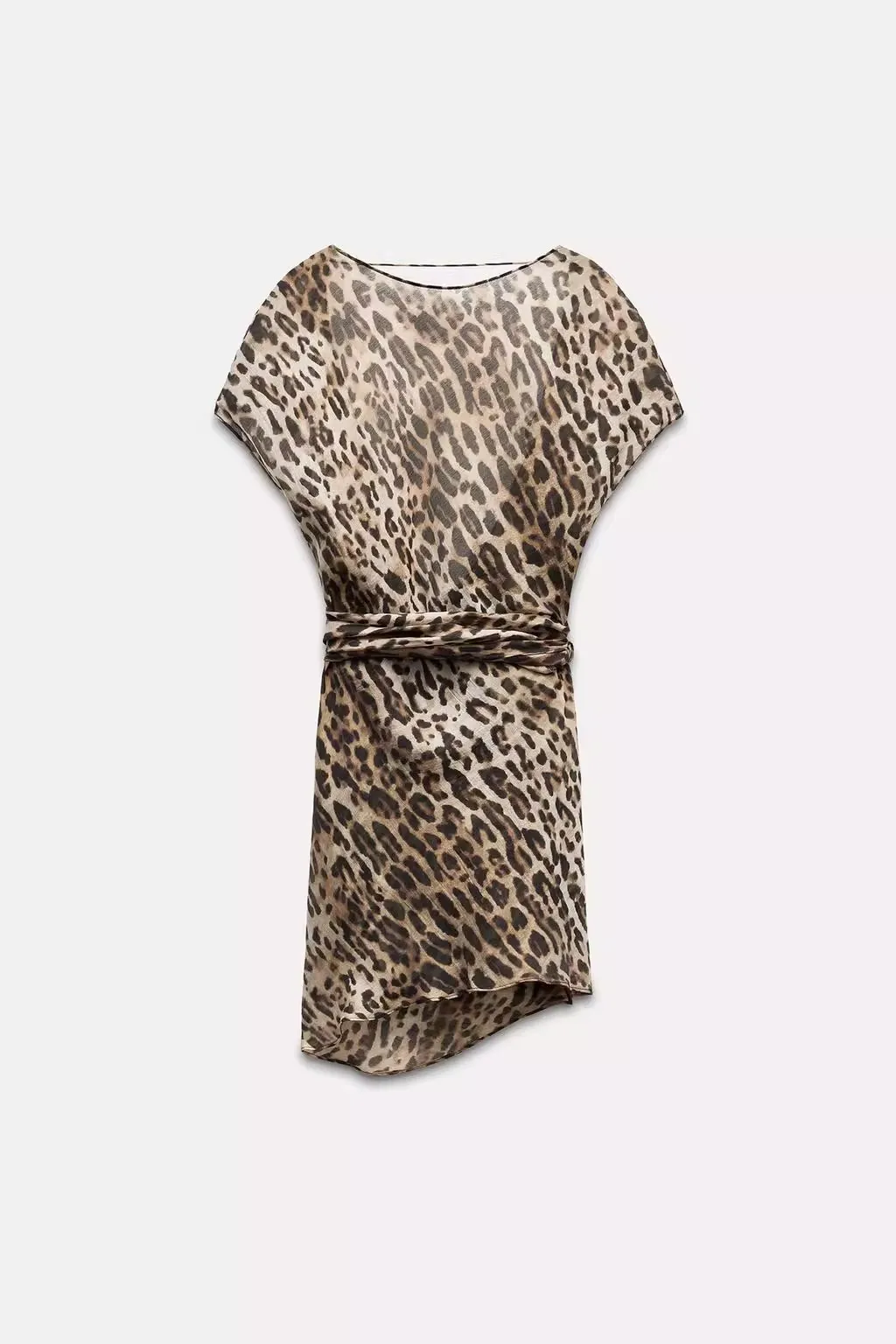 เสื้อแฟชั่นผู้หญิงลายเสือดาวผูกโบว์ ทรงเข้ารูป คอกลม ความยาวปกติ แขนยาว ลายทางอเนกประสงค์