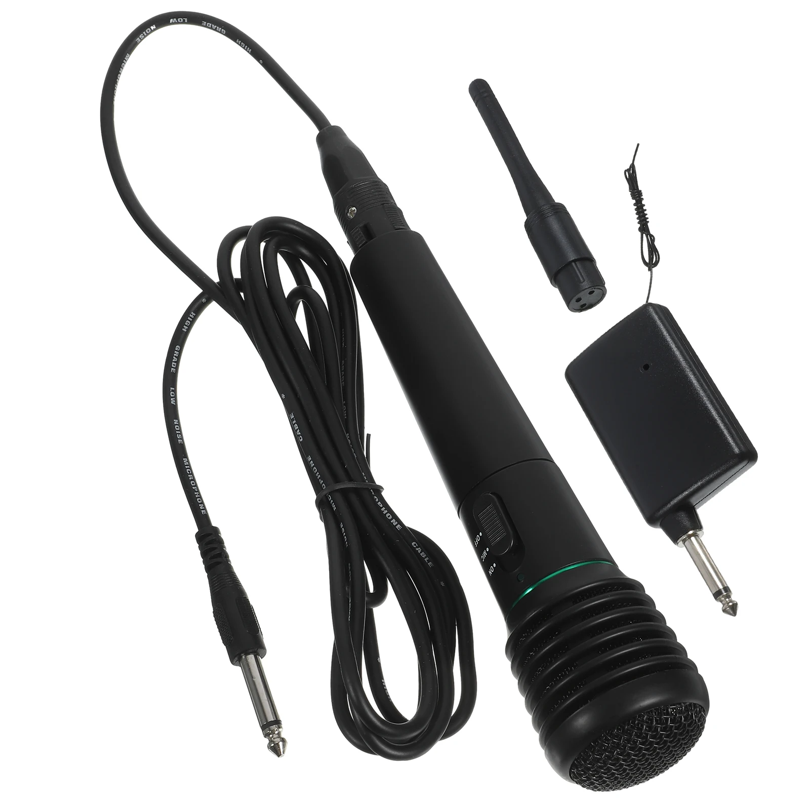 

2in1 Microphone System Wireless 6 3mm Jack Wired Dual Function Karaoke Portable Singing Computer Speakers Black