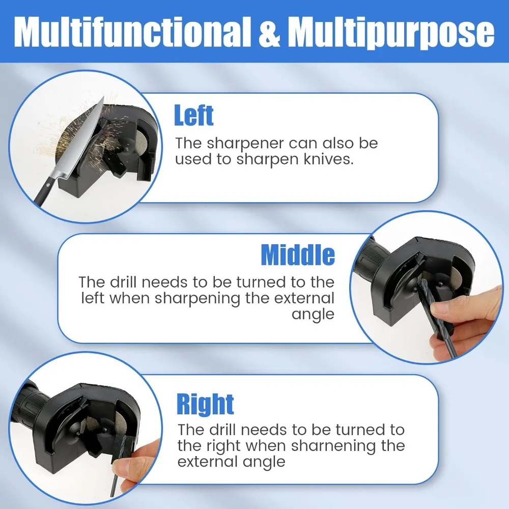 Afilador de brocas para taladro, pulido multiusos, afilador de cuchillos para taladro de impacto eléctrico, pulido de doble cara desechable para todos los brocas