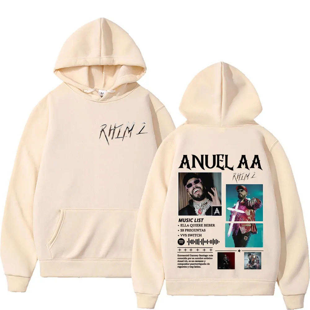 مغني الراب Anuel AA Rhlm 2 ألبوم 2025 البلوفرات Merch الرجال النساء Harajuku موضة خمر هوديس الراحة بلوزات غير رسمية رائجة البيع
