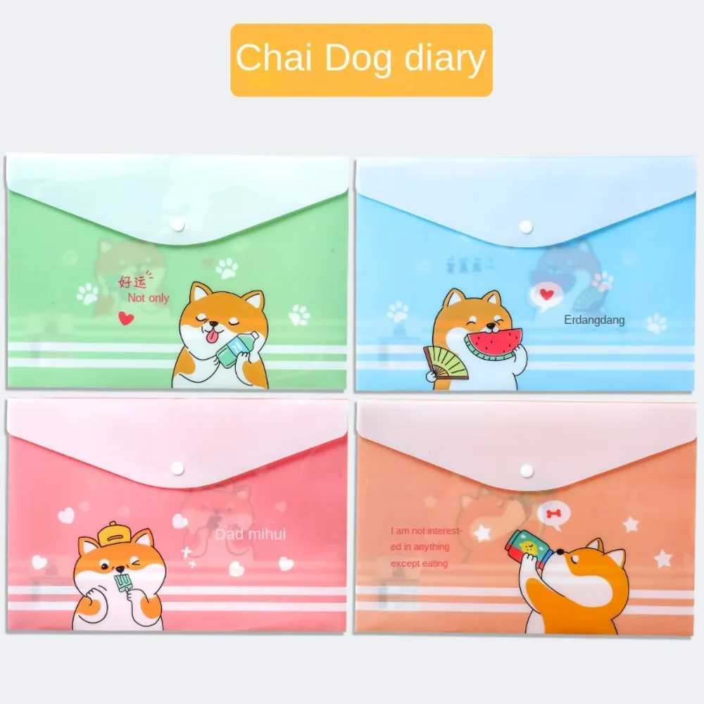 4 pcs น่ารักปุ่ม Snap A4 แฟ้มกระเป๋าเอกสาร Protector รูปแบบการ์ตูนการ์ตูนแฟ้มกระเป๋าพลาสติกหนาข้อมูลกระเป๋า Office