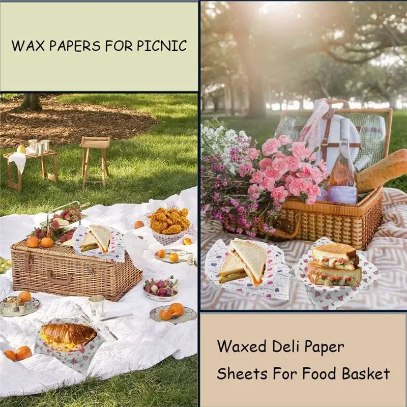 Hot Selling-200 Piece Wax Paper Sheets Sandwich Wrap Picnic Papersheets 9.8X8.5Inch For Food Basket Liner, Party, Kitchen,200 Pi