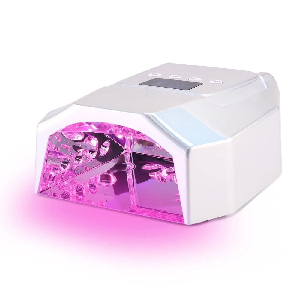 Silver UV Led Lamp Rechargeable Nail Lamp US 98W Fast Curing Cordless Professional Nail Dryer