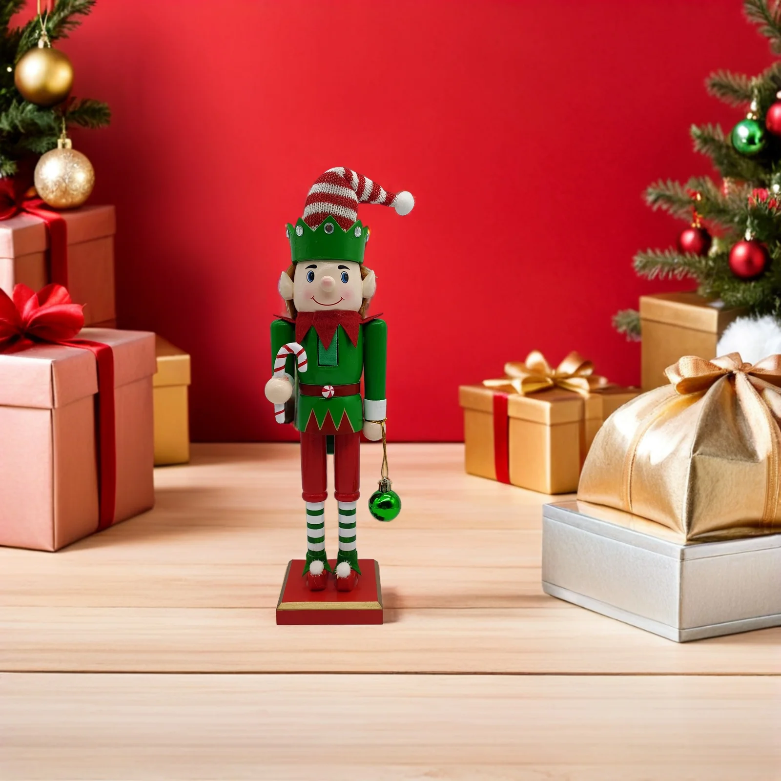 

Wooden Nutcracker Soldier Christmas Decoration Bright Mini Figure for Office Living Room Shelf Xmas Tabletop Decor Holiday Elves