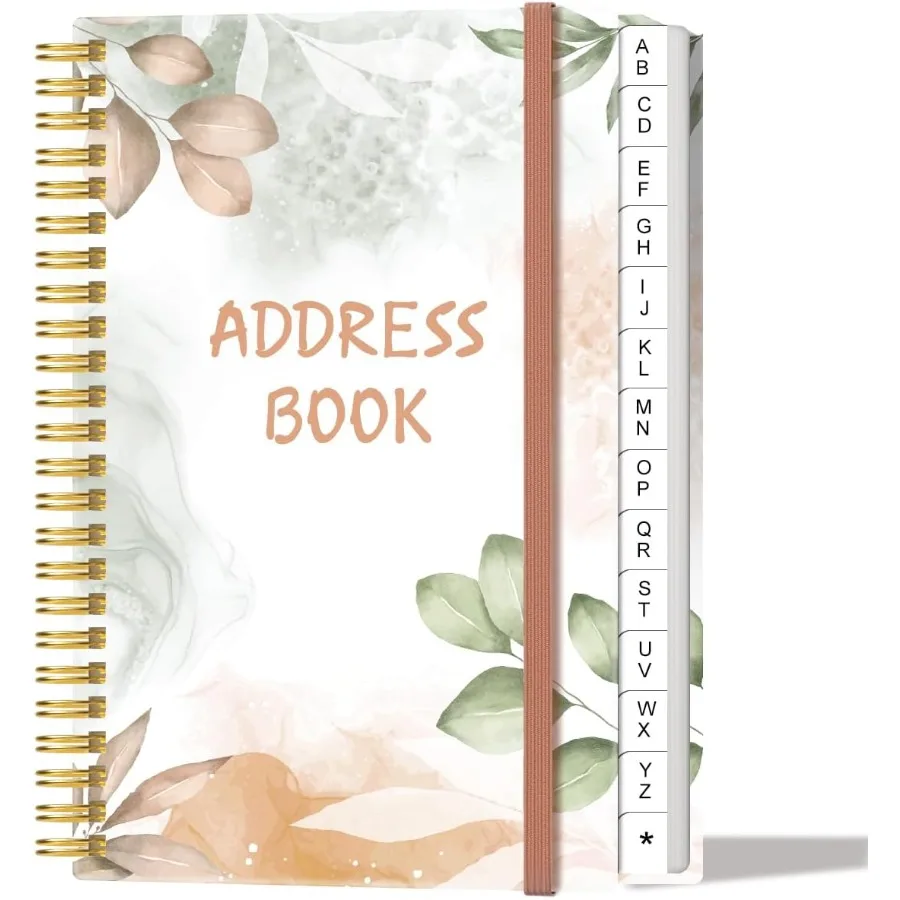 

Адресная книга с алфавитическими вкладками — маленькая адресная книга, спираль с адресным контейнером, специальная дата, телефон, день рождения и журнал Интернета