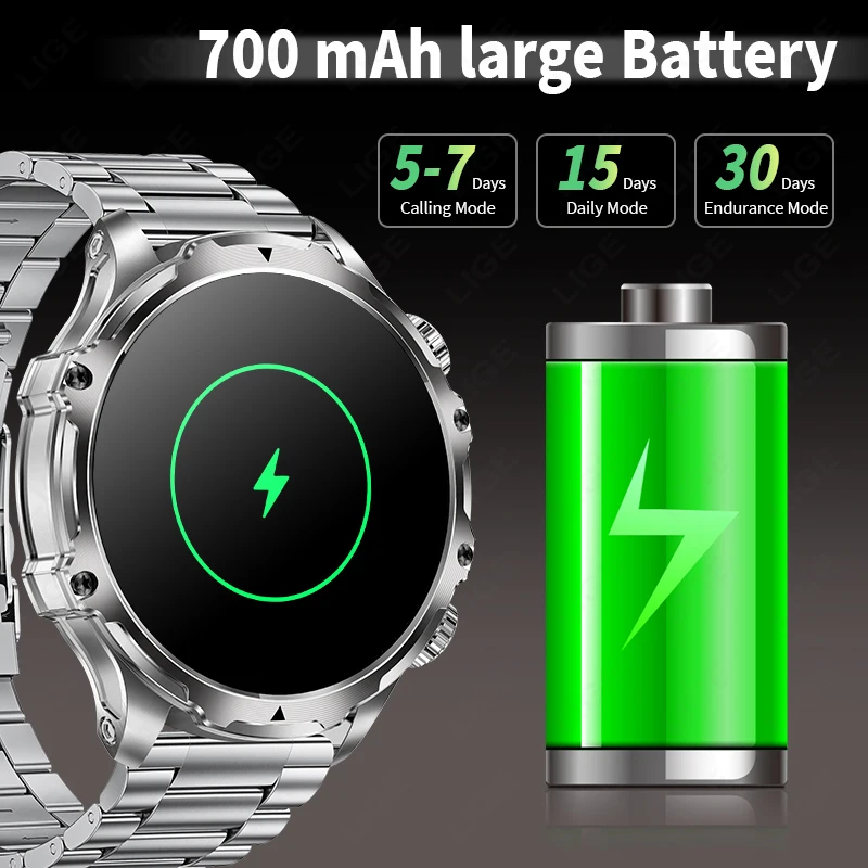 2025 New Men Smart Watch Outdoor 700mah Large Battery Military Sports Watches Bluetooth Call1.9'' HD Flashlight  Smartwatch Man