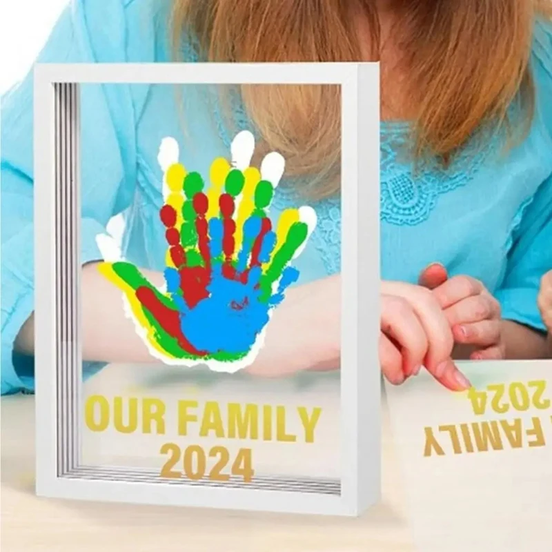 

BMBY-Toddler Hand Print And Foot Print Kit Handmade Handprint Photo Frame Set Creativetoddler Keepsake Frame For Kid Room