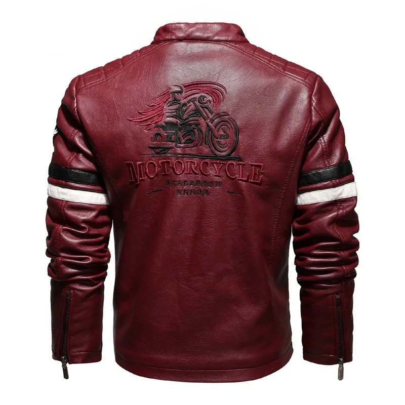 Chaquetas de cuero para hombre, chaqueta de cuero para motocicleta para primavera y otoño, abrigo de cuero PU bordado a la moda, chaqueta de couro para hombre