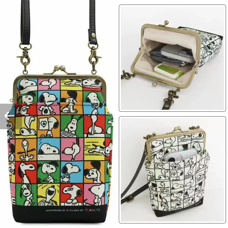 

Сумка через плечо Snoopy, модная сумка через плечо, большая вместительная парусиновая сумка для хранения, женская сумка для мобильного телефона, держатель для карт
