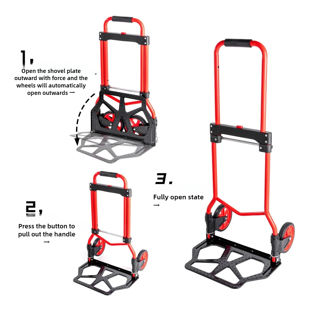 Household Luggage Cart Travel Shopping Cart Grocery Metal Trolley Portable