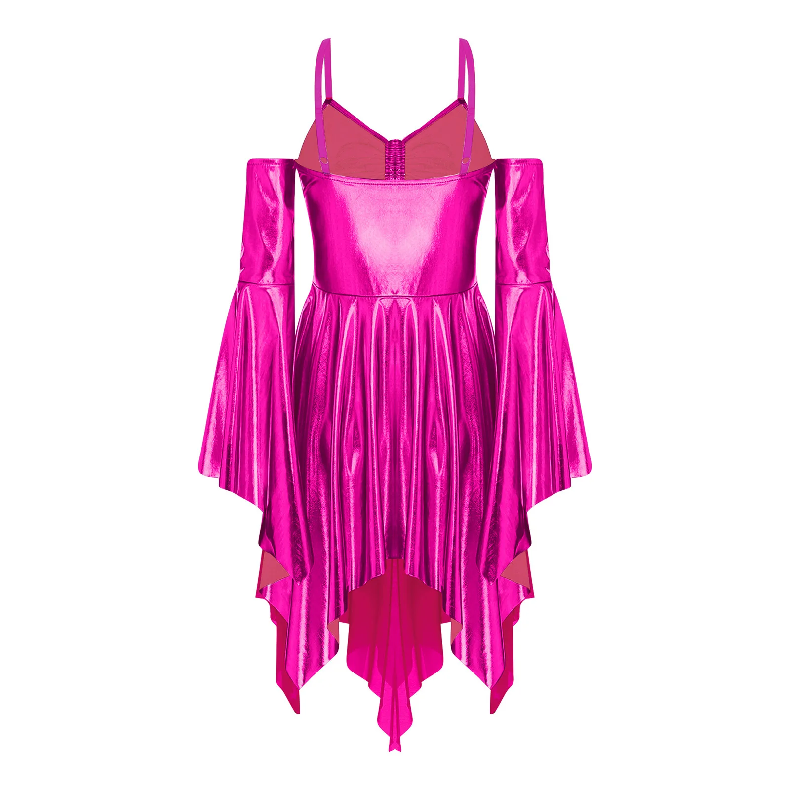 فساتين نسائية عصرية لامعة بكتف بارد برباط على الصدر فستان توتو مكشكش للحفلات والنوادي الليلية ملابس الرقص #4