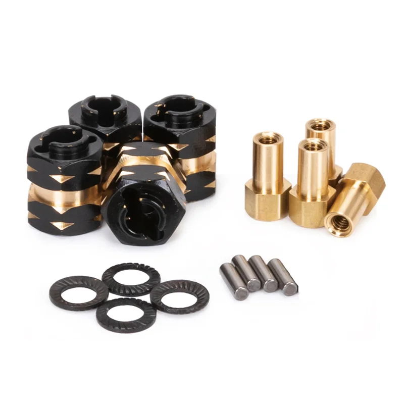 A63T-12X Brass Extended Wheel Hub Spacer Adapter Axle Counter Weight For Axial SCX24 Gladiator JLU Bronco Deadbolt C10