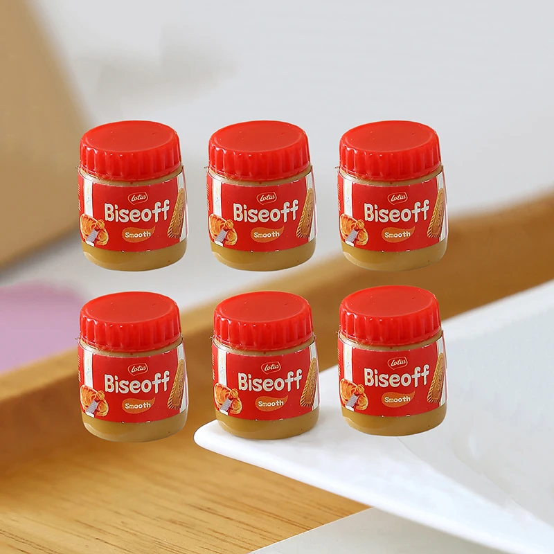 6pcs 미니어처 인형 집 놀이용 땅콩 버터 모형 장식 장난감 인형 액세서리 장난감 모형 홈 장식