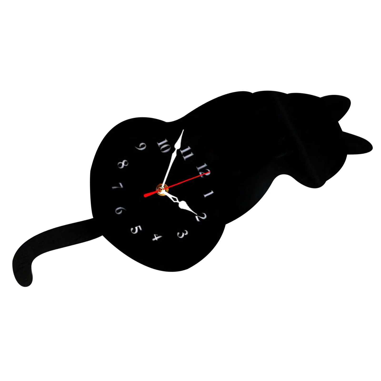 

Cute Cat Wall Clock Green Acrylic Silent Non Ticking Thickened Aluminum Easy Clean Modern Decor Living Room
