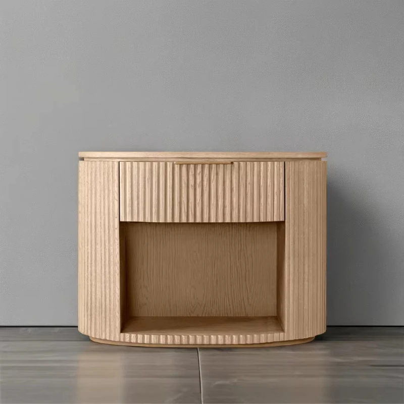Wooden, Modern Drawer Bedroom Furniture Bedside Table Solid Oak Large Open Bedside Table