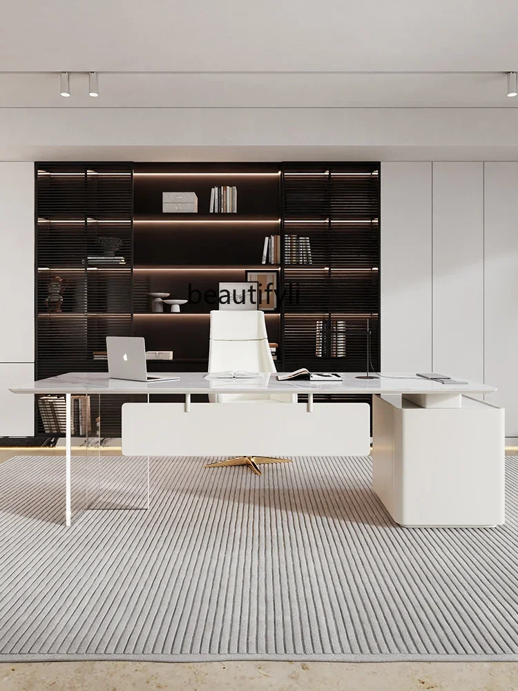 46Italian Slate Desk Modern Simple L-Shaped Bookcase Computer Desk Corner Desk
