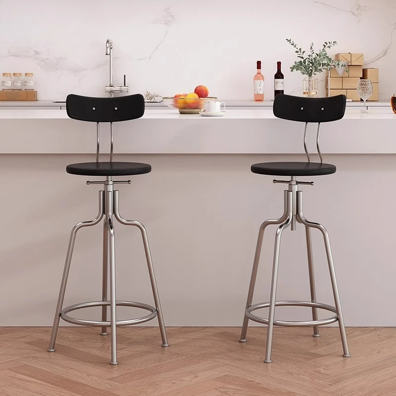 

Nordic Wooden Bar Chair, Adjustable Home High Stool, Front Desk Island Counter, Rotating Bar Chair, Restaurant Cafe Seating