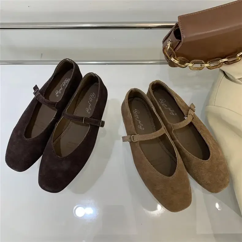 العلامة التجارية الجديدة النساء الشقق جولة تو الضحلة الانزلاق على السيدات أحذية الباليه عادية لينة جلدية أنيقة فستان أحذية 2026 جديد #6