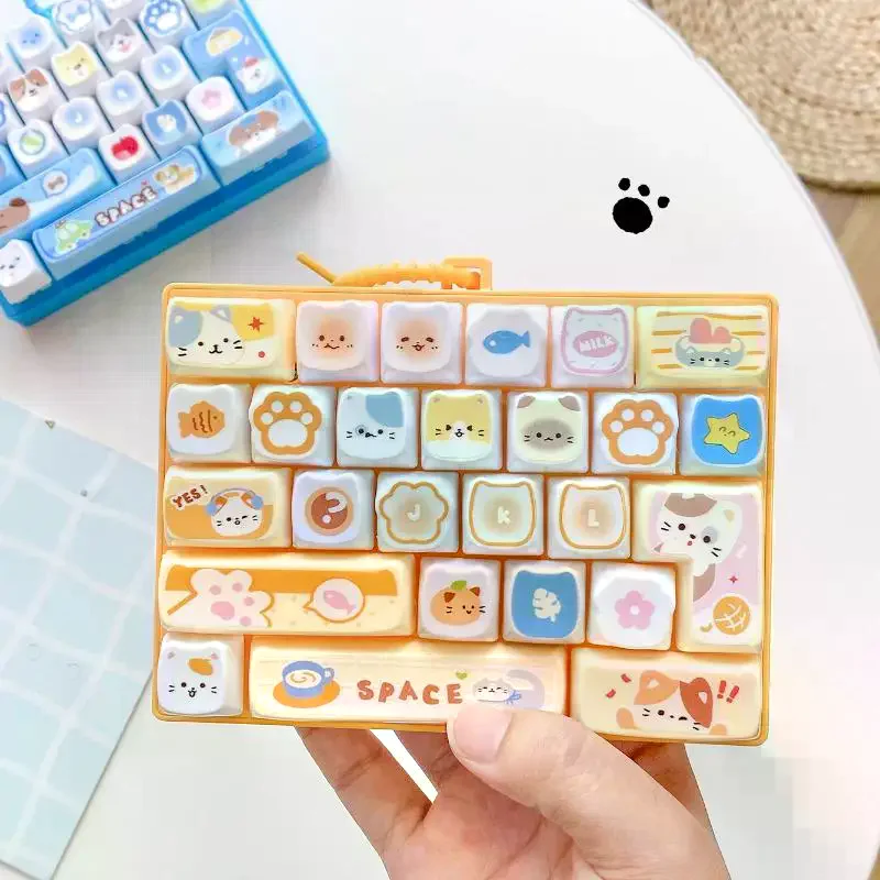 Mini Keyboard Fidget Toy Cute Cartoon Animal Print With Lanyard Finger Fidget Toy for Killing Time on Long Road Trips