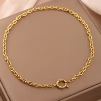 Thick Cuban Link Chain Necklace Stainless Steel Statement Jewelry Men Spring OT Clasp Women Party Necklaces Wholesale Supplier