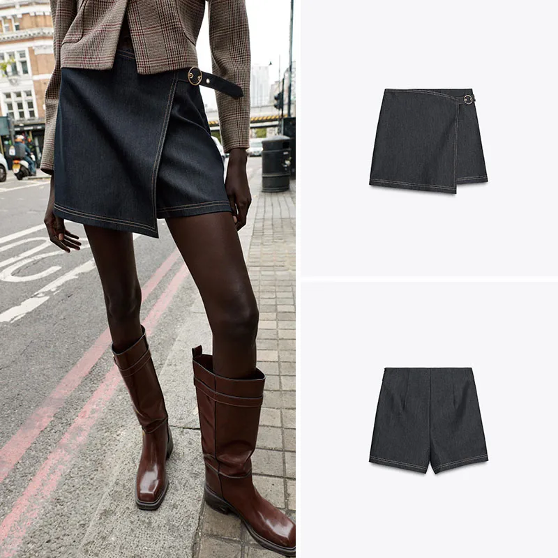 

Модные женские брюки-юбка с высокой талией, простой золотой пряжкой и двойной застежкой, новинка осеннего сезона, этническая сценическая одежда