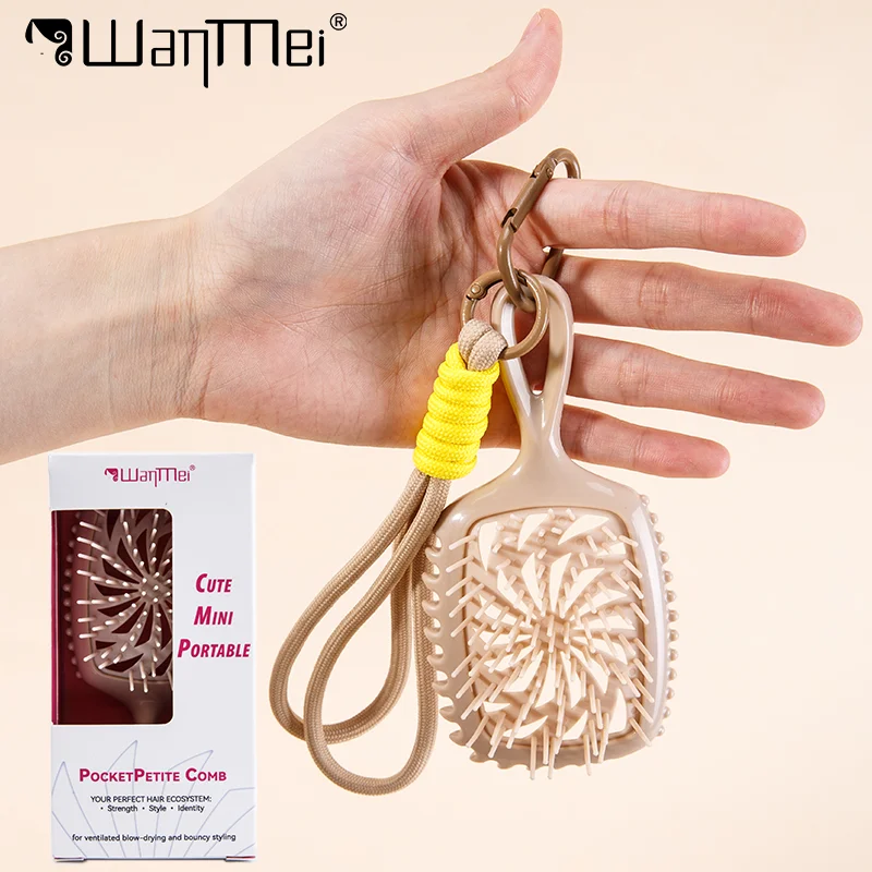 1pc mini pente emaranhado escova de massagem do couro cabeludo com chaveiro winmill oco anti-estático escova de cabelo portátil ferramentas de estilo de cabelo salão de beleza