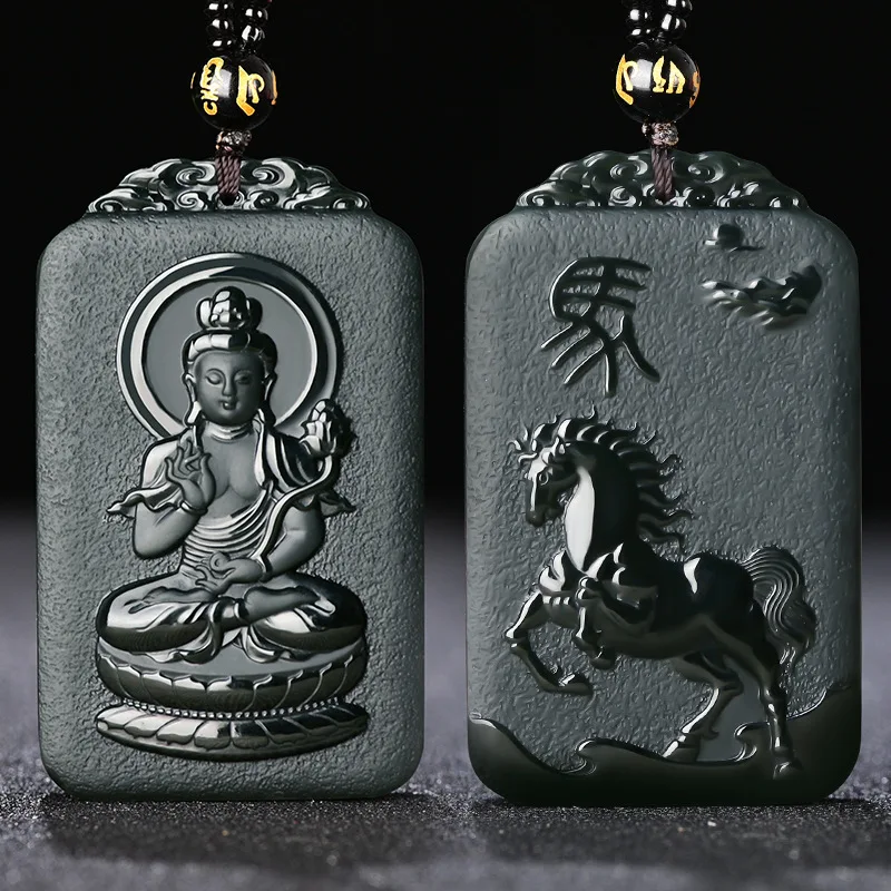 Certified Jade Necklace Men Women Genuine Chinese Nephrite Green Hetian Jade Chinese Zodiac Signs Guanyin Pendant Necklaces