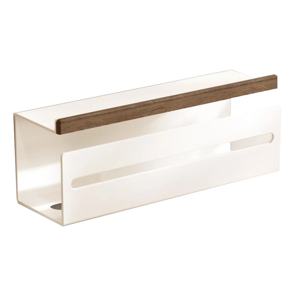 Cream walnut holder bathroom shelf with mounted tooth cup holder and towel rack for organized bathroom storage