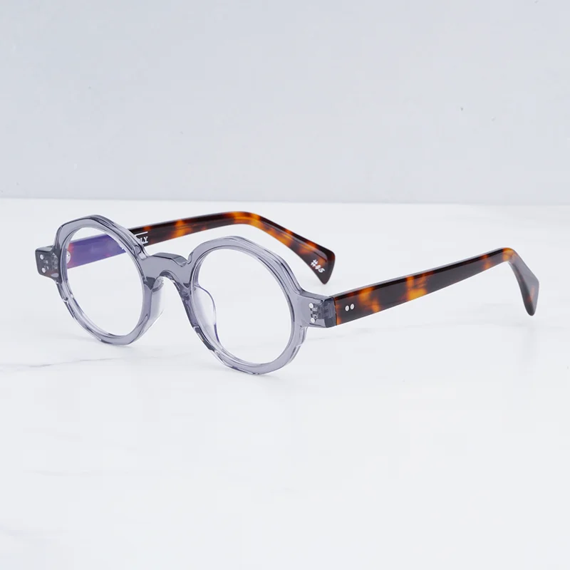 

Designer Hand Craft High Street Clear Grey&Tortoise Glasses Frame INS Fashional Eyewear 100% Acetate Myopia Eyeglasses