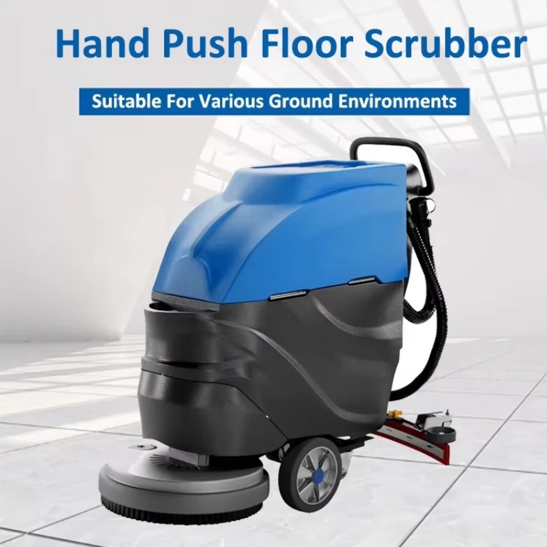 Walk Behind Commercial Floor Scrubber Dryer, Industrial All-in-One Wash Mop Suction Machine for Workshop Supermarket Garage