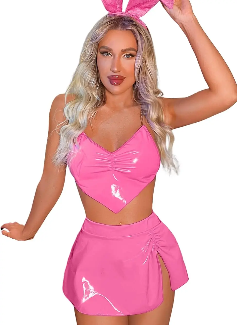 Sexy cosplais lingeries  oblečení pro ženy, srdce podprsenka bez zad, 4pc mokrý hele sukně sada horké šaty  halloween