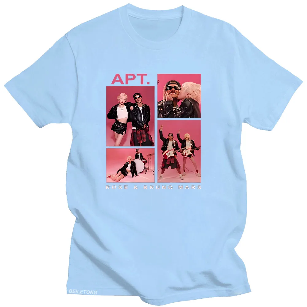 APT ROSÉ و برونو المريخ تي شيرت للجنسين زوجين Harajuku الجمالية تي شيرت قصير الأكمام الجولة الرقبة التي شيرت Camisetas فاسق الملابس
