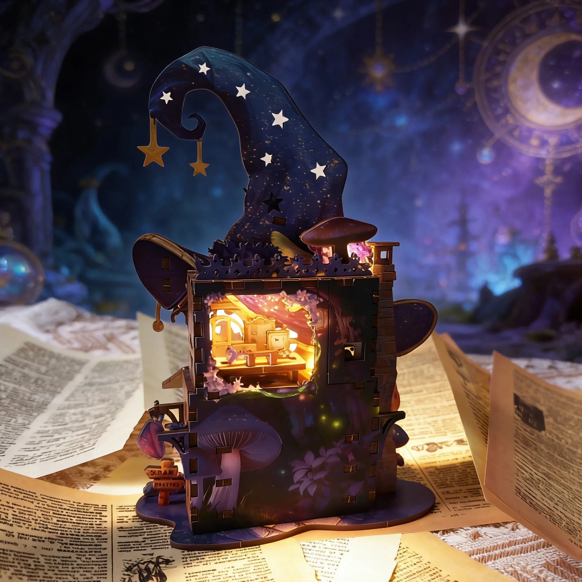 

DIY Wooden Miniature Model Kits Magic House of Wonders 3D Puzzle Mini Dollhouse With Furniture Lights for Friends Birthday Gifts
