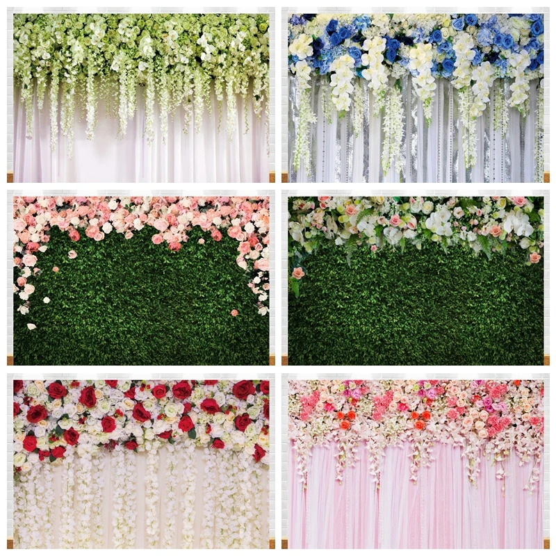 

Flower Wall Wedding Photography Backdrop Floral Bridal Shower Engaged Ceremony Party Baby Birthday Background Photo Studio Props