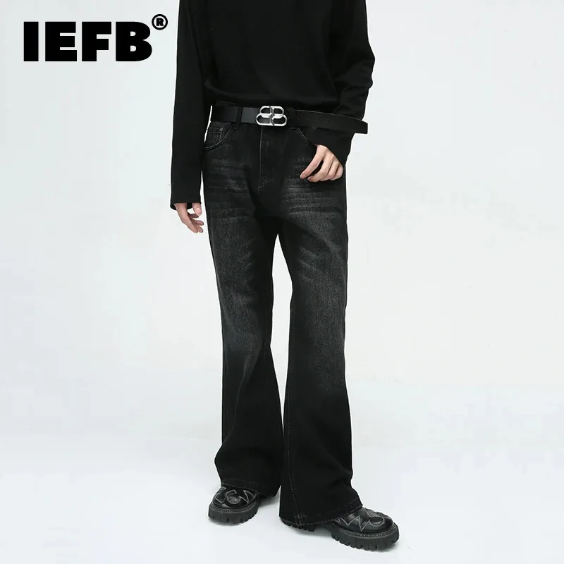 

IEFB Male Jeans New Stylish Washed Solid Color Pockets Baggy Men's Denim Light Flare Pants Vintage Men Wear Spring 2024 9C2958