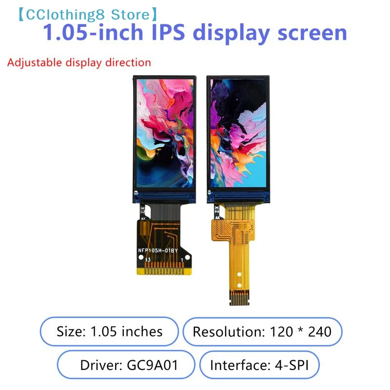 Módulo de Tela LCD TFT de 1.05 Polegadas 120(RGB)*240 Interface SPI Driver GC9A01 13 Pinos 8 Pinos Display LCD IPS HD【AliS8】