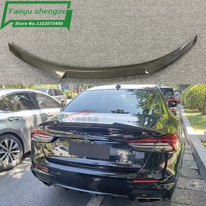 for Maserati Quattroporte Car Styling Aspec Style Carbon Fiber Rear Trunk Lip Wing Spoiler Splitter 2013-2018