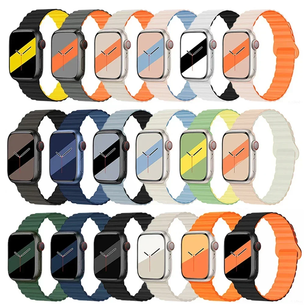 Magnetic Loop Band For Apple Watch Ultra 2 49mm 45mm 44mm 40mm 41mm 42mm Silicone Bracelet iWatch Series 9 8 7 6 SE 5 4 3 Strap