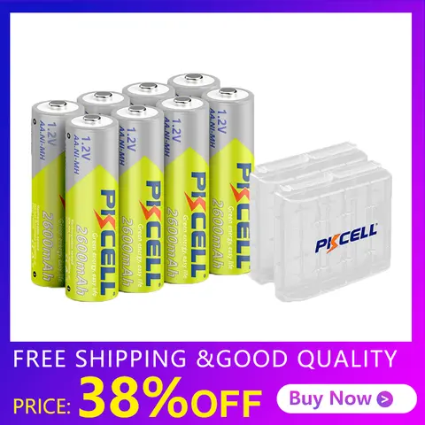 8 NiMH AA Batteries 2600mAh Pkcell