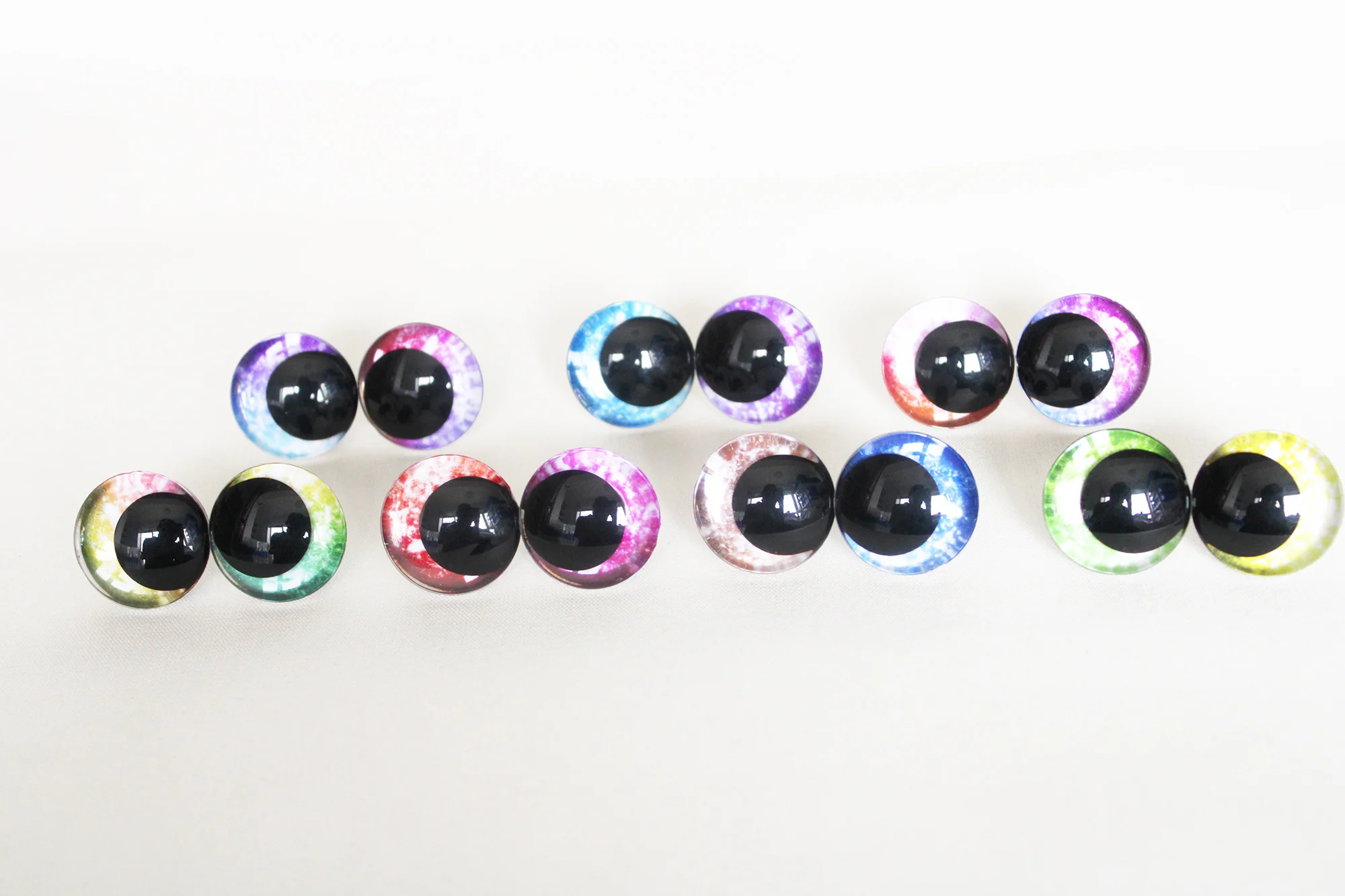 20pcs 3D Comical ROUND GLITTER TOY EYES  with HARD  washer  coloful doll pupil glitter eyes FOR DIY plush doll  findings--ct13