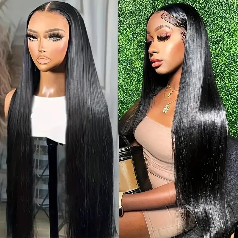 Natural Black 13x4 HD Lace 5x5 Glueless 150 Density 18 40 Inches 13x6 Straight Baby Hair Human Hair Wig PrePlucked For Women