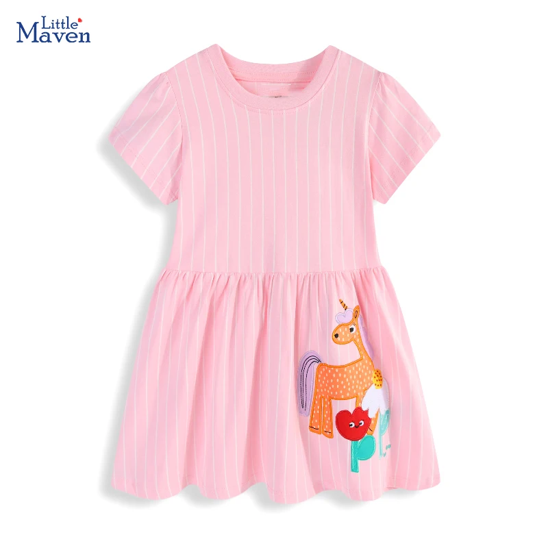 Little Maven Kinderkleidung Baby Mädchen 2026 Sommer Neue Prinzessin Cartoon Lässige Einhorn-Blumen-Kleider Kinderkleidung
