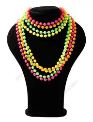 1980s Party Fancy Dress Cosplay Costume Outfit Accessories Set 80 Neon Beaded Bracelets Neckalces Color Random