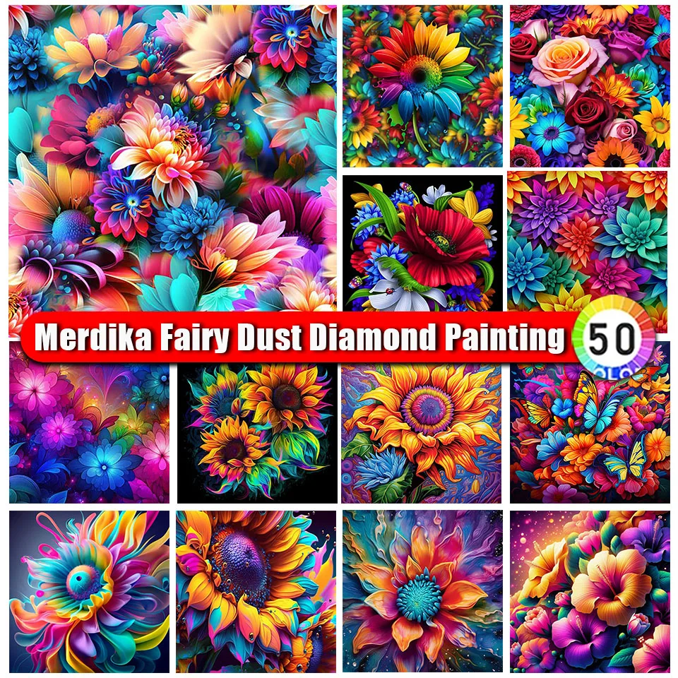 Bolsa con cremallera para manualidades, pintura de diamantes de hadas, polvo, rosa, bordado de diamantes, flor, mosaico, Flora colorida, decoración del hogar, regalo, novedad de 2024