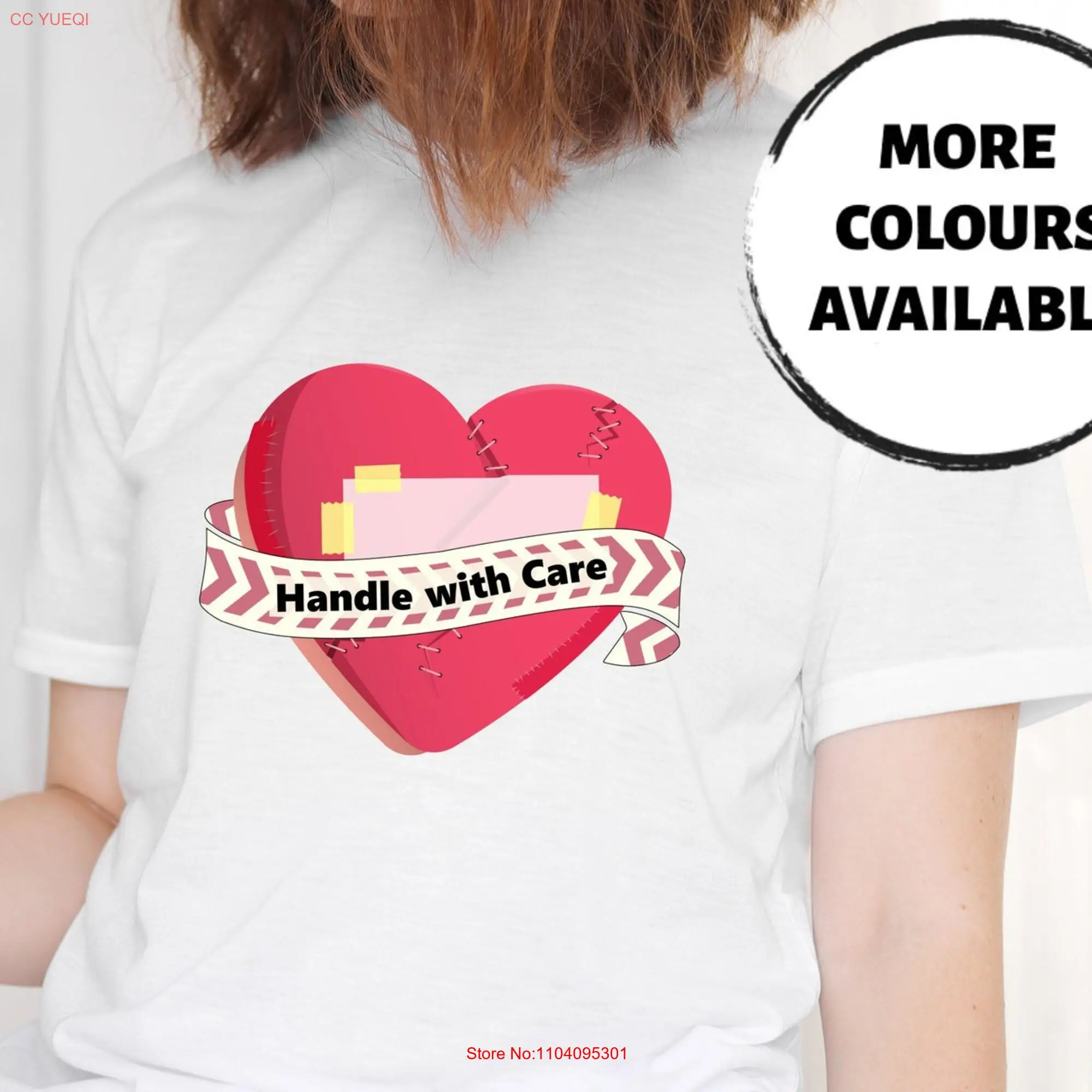 Handle with Care T Shirt Cute Funny Broken Heart Anti Valentines Day tee long or short sleeves