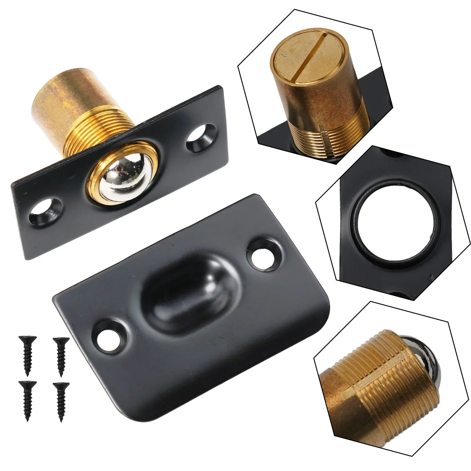 Spring Invisible Wooden Cabinet Door Beads Lock Closet Ball Catch Latch Screw Punching Installation Door Top Bead  Internal