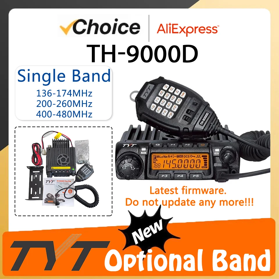 TYT Car Radio TH-9000D Plus Mobile Station VHF136-174/220-260MHz UHF400-490MHz Long Range 60W 45W Long Range Car Walkie Talkies