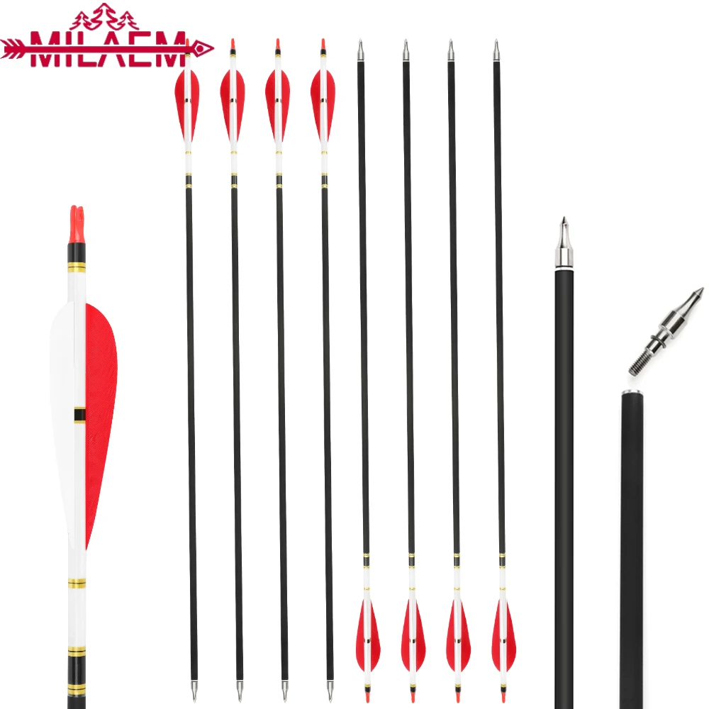 

Archery Arrows Mix Carbon 31.5 Inch SPine 500 ID6.2mm with 4/5inch Turkey Feathers for Recurve/Compound Bow Shooting Accessories