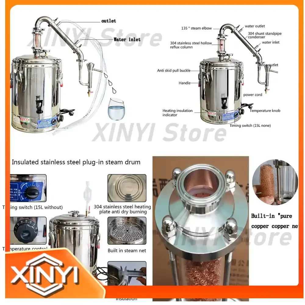 70L Electric Distiller for Stainless Steel Distilled Water Machine Self-brewing Brandy Whiskey Brewing Machine for Home