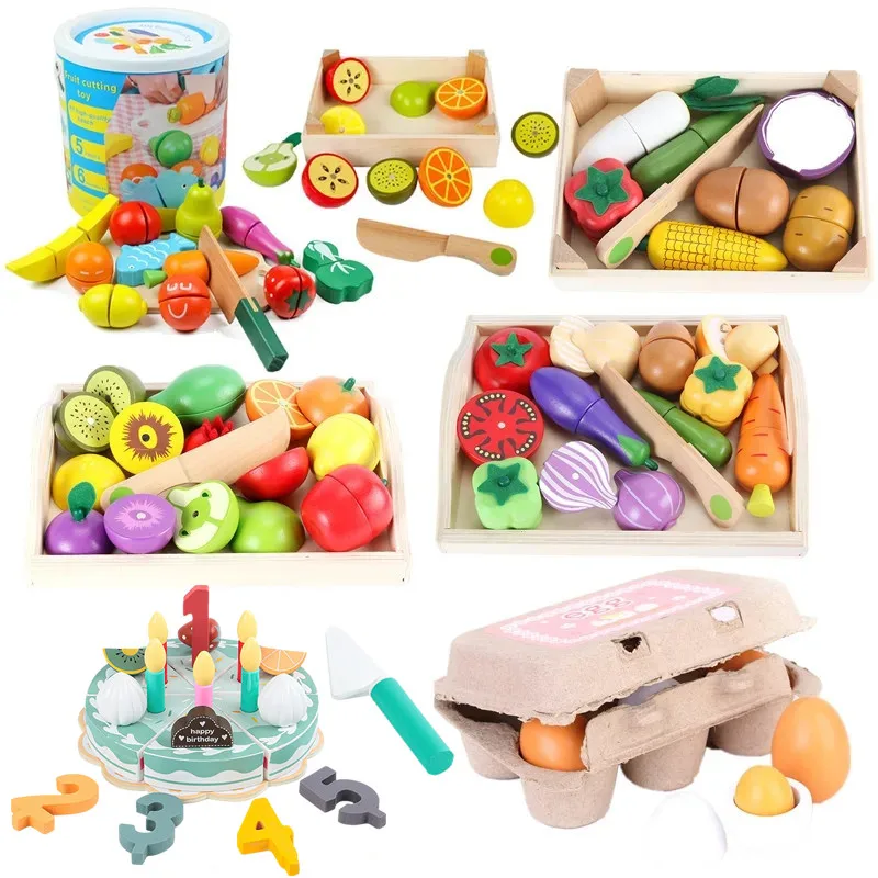 Drewniana zabawka dla dzieci do krojenia owoców i warzyw Zestaw do udawania akcesoriów kuchennych Zestaw dla dzieci Prezent Zabawki do wczesnej edukacji